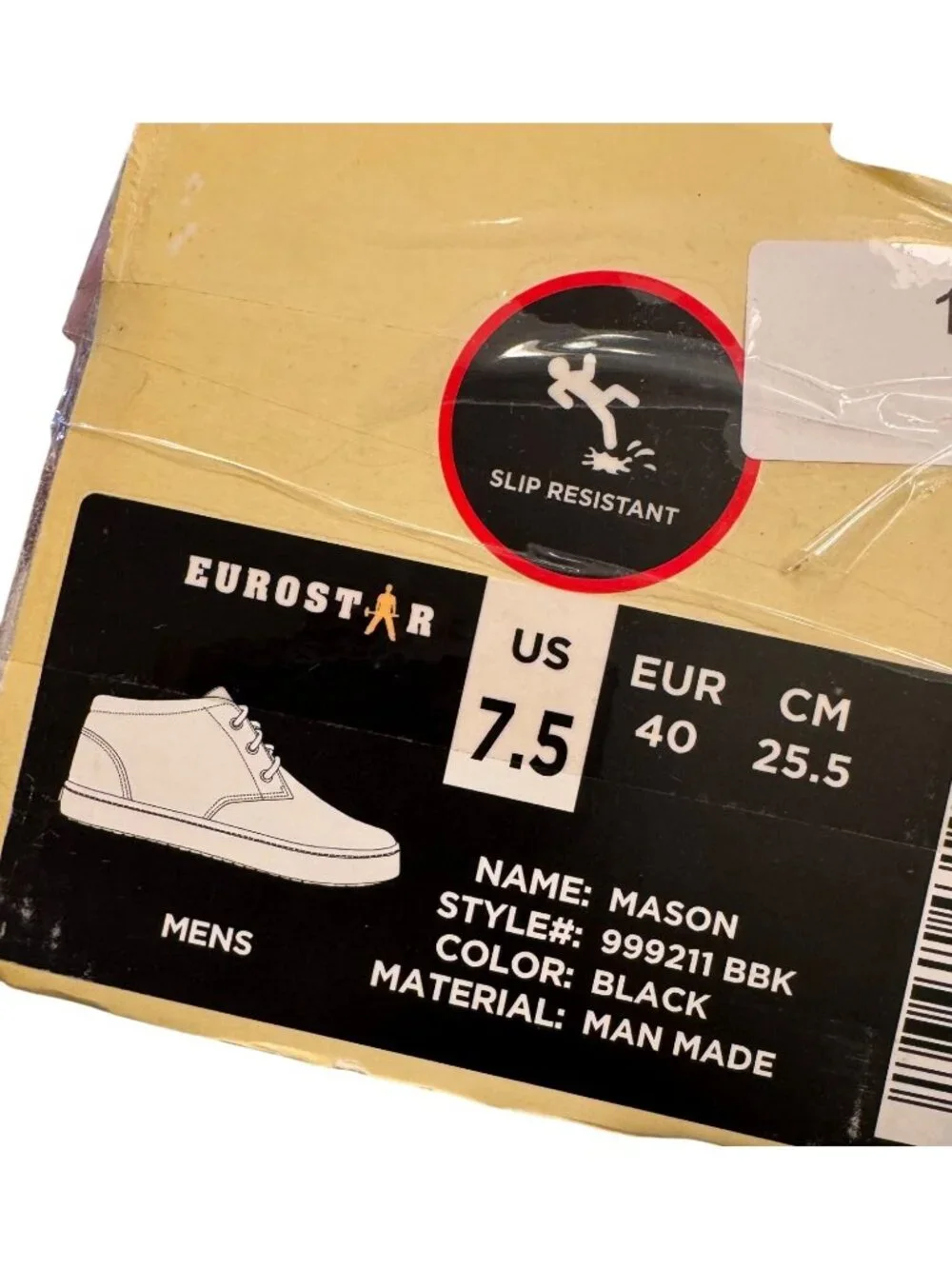 Eurostar Mason Black Mens Size 7.5 EU 40 Slip Resistant High Top Sneaker NWB